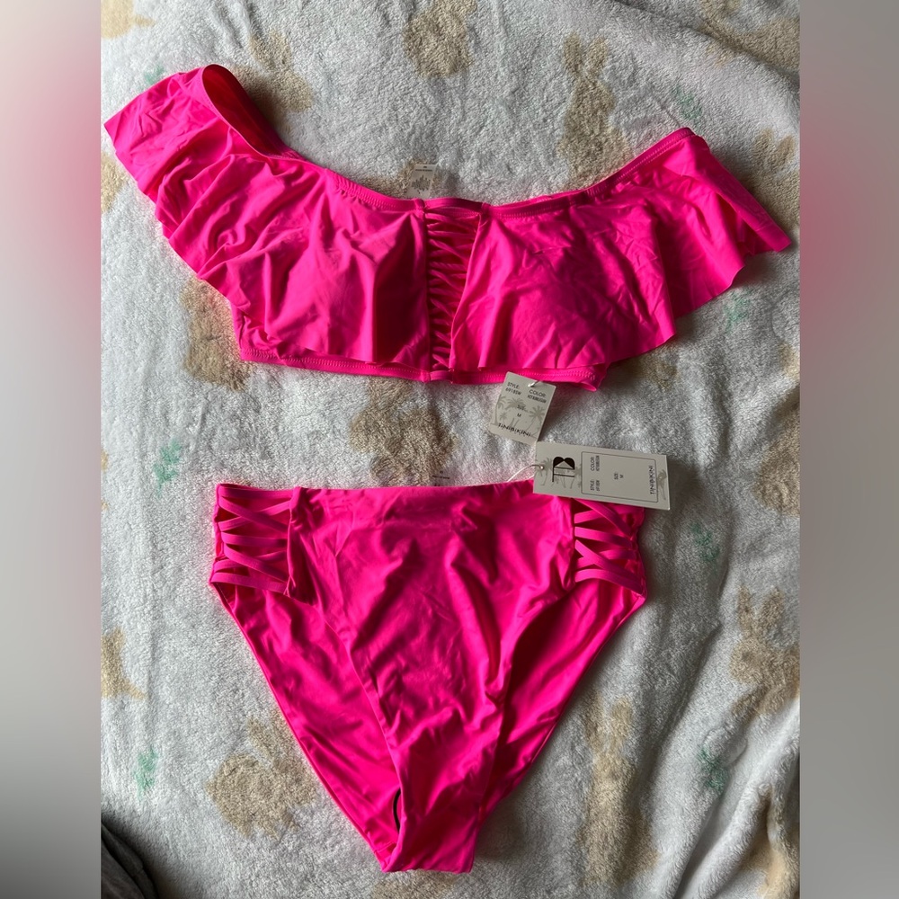 TiniBikini Hot Pink Ruffle Bikini Set